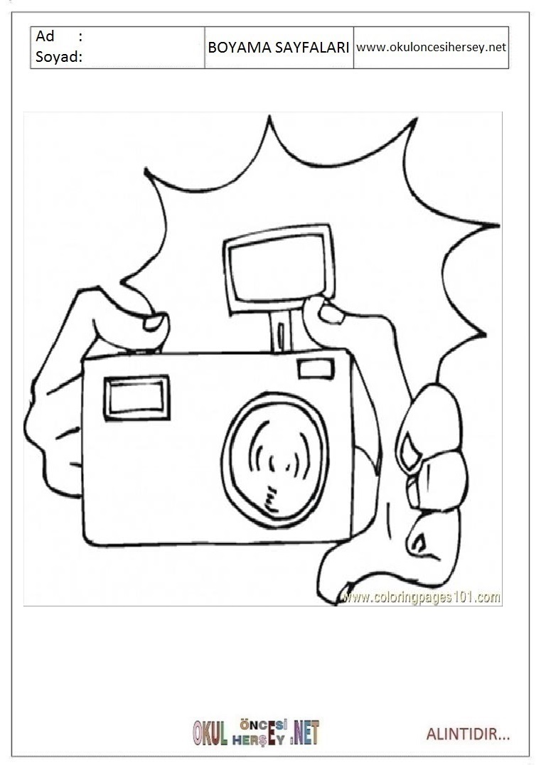 Çocuklar İçin fotoğraf-makinesi Boyama Sayfaları 